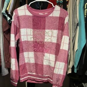 Pink and White Plaid Women's Sweater